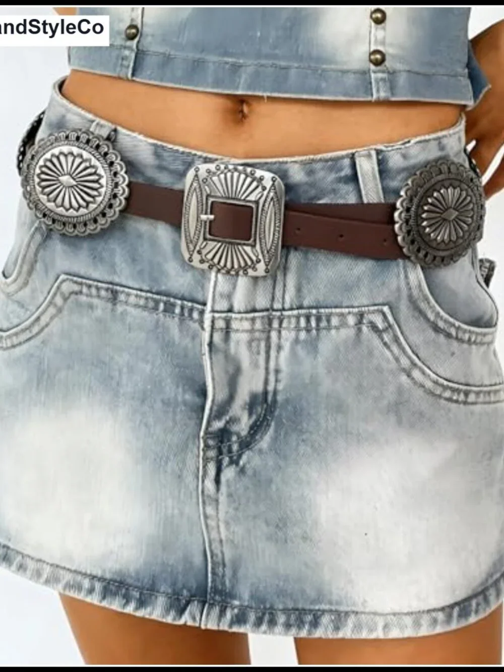Western Concho Belt Faux Leather Cowgirl Rodeo Country Concert Waist 30-35